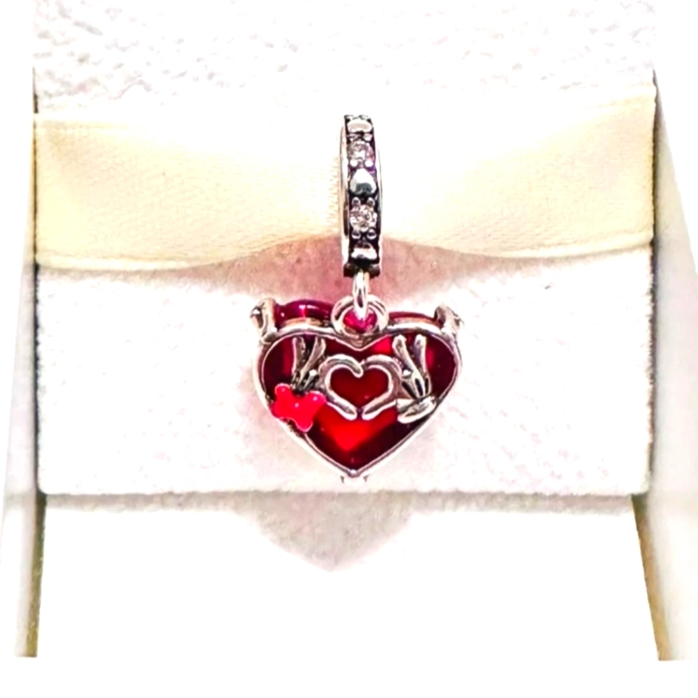 Mickey and Minnie Heart Hands 925 Sterling Silver